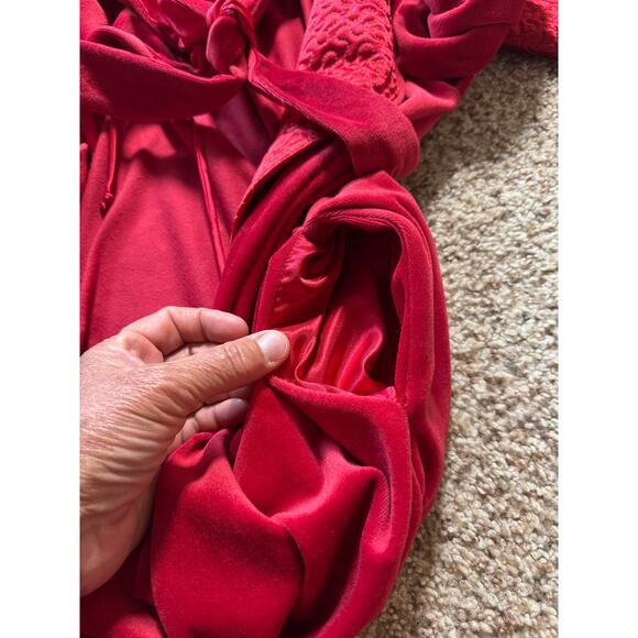 JONES NY Women's Tie waist, Royal Red Velvet WOMEN'S BATHROBE, SIZE L/XL - Picture 9 of 16